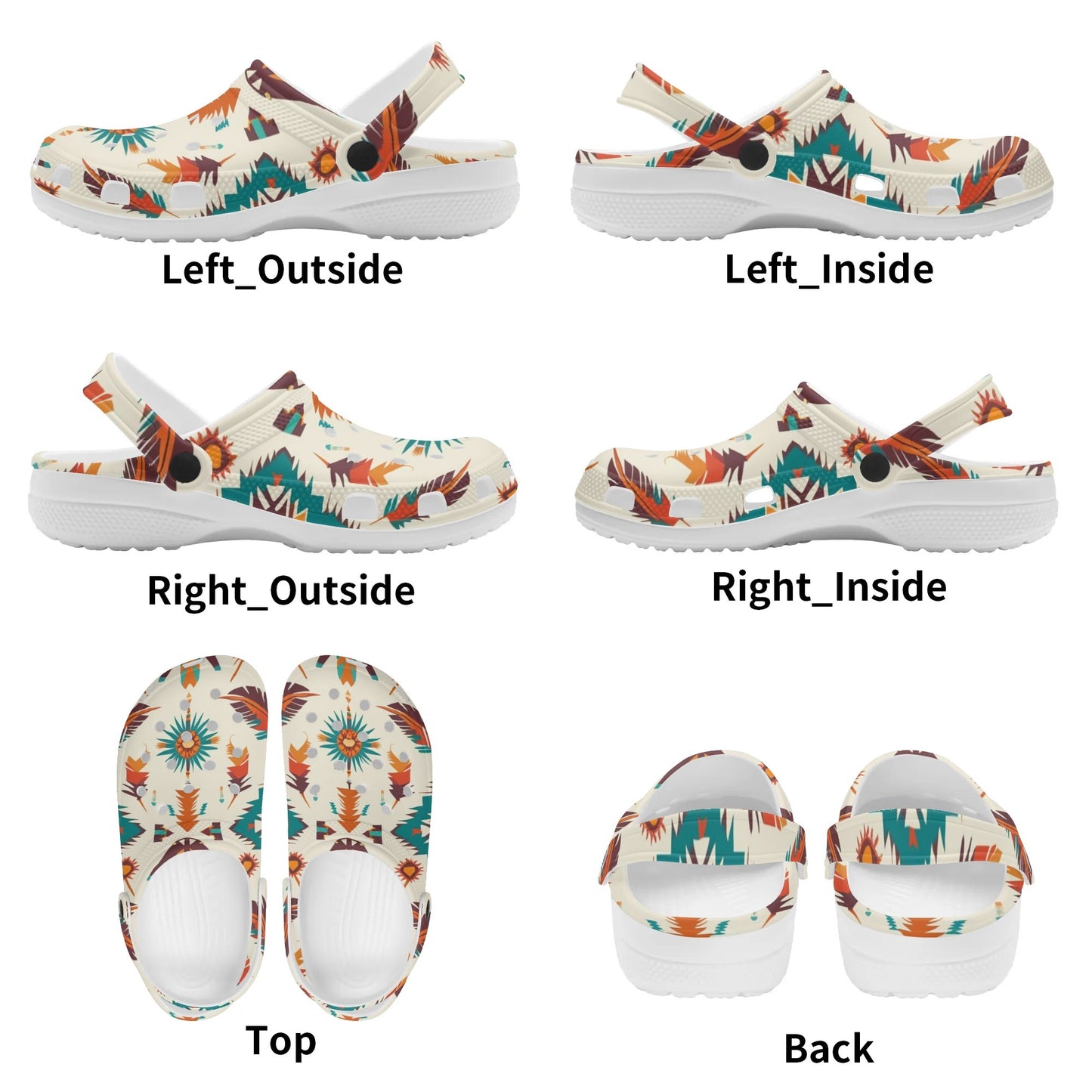 Cream and Turqoise Aztec Print Classic Slip On Shoes - Cozy Corner