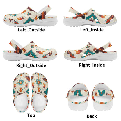 Cream and Turqoise Aztec Print Classic Slip On Shoes - Cozy Corner