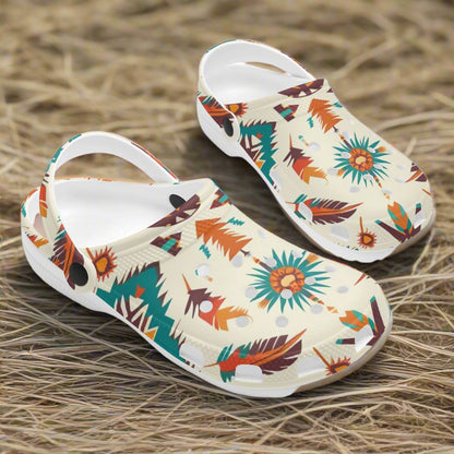 Cream and Turqoise Aztec Print Classic Slip On Shoes - Cozy Corner