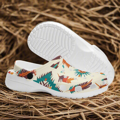 Cream and Turqoise Aztec Print Classic Slip On Shoes - Cozy Corner