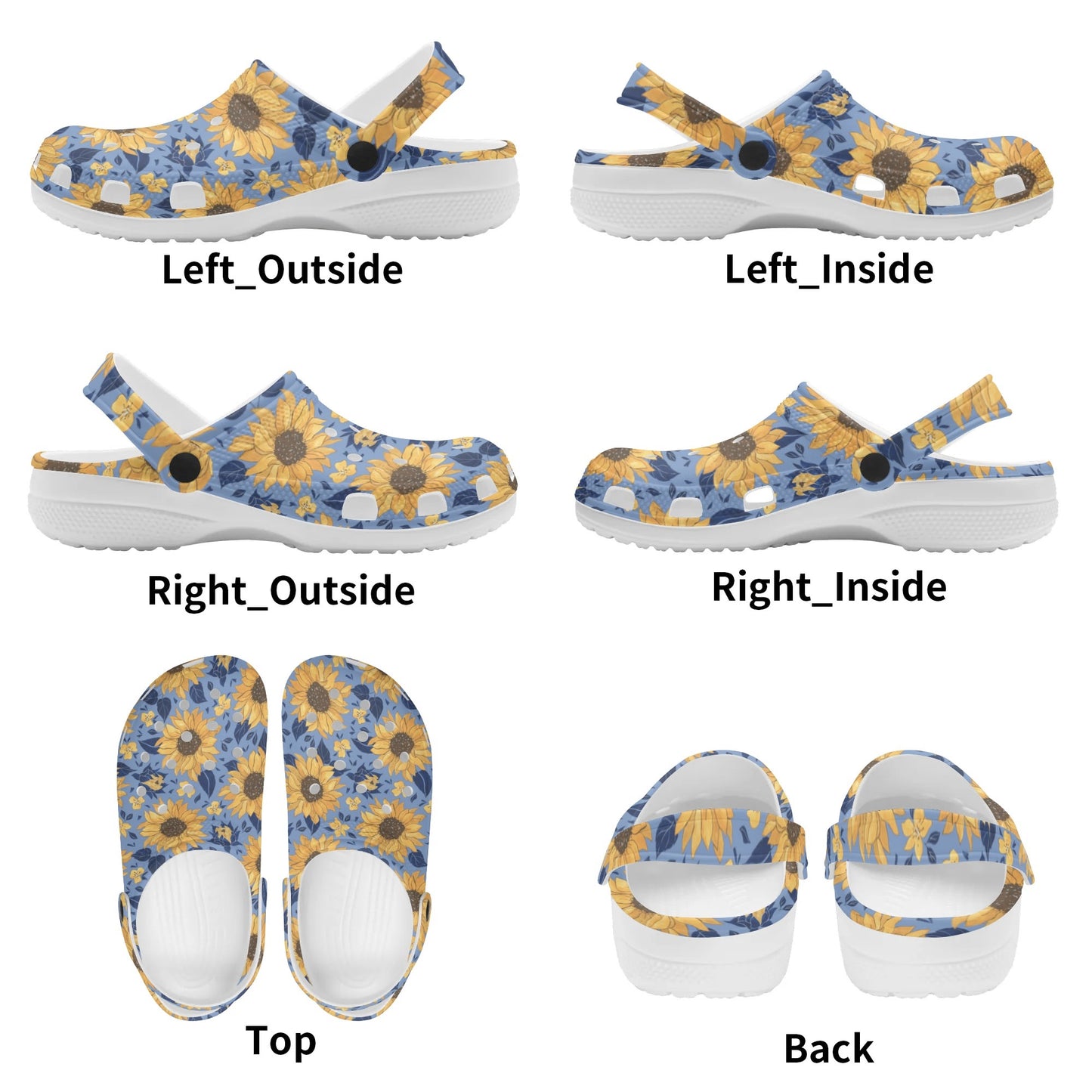 Blue Jean Sunflower Print Classic Slip On Shoes - Cozy Corner