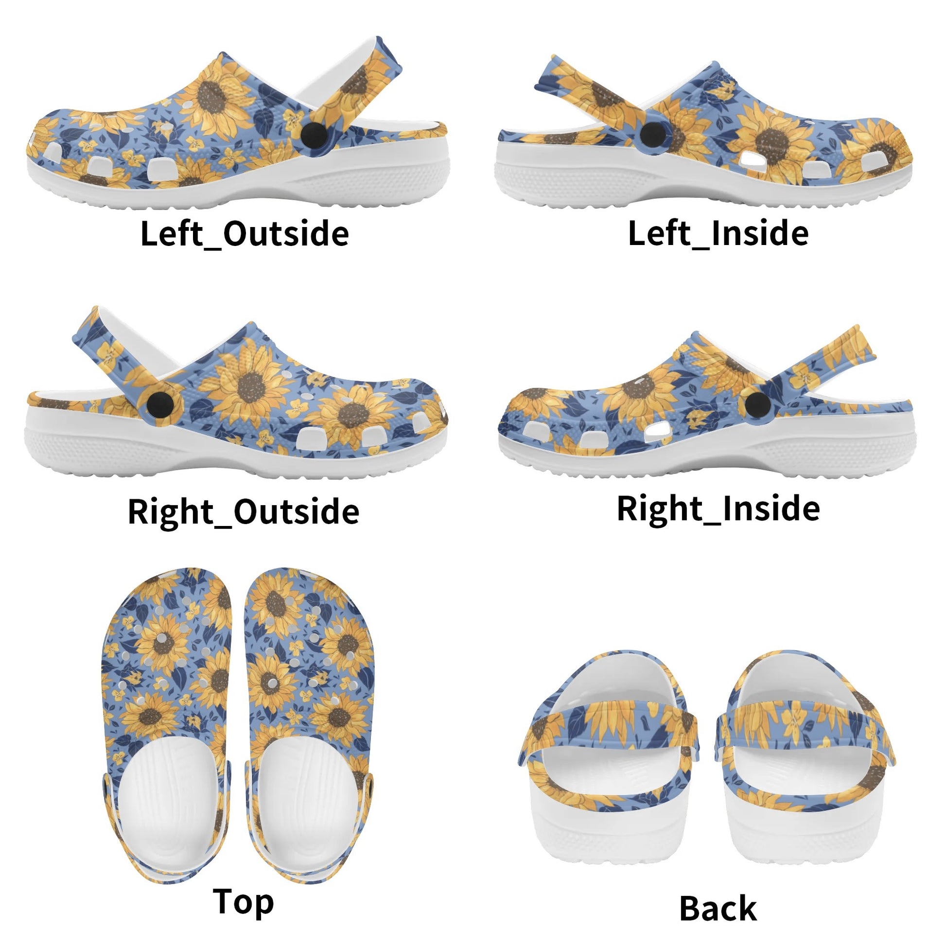 Blue Jean Sunflower Print Classic Slip On Shoes - Cozy Corner