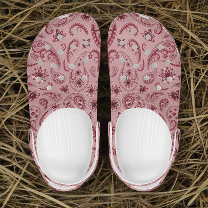 Pink and Burgundy Paisley Print Classic Slip On Shoes - Cozy Corner