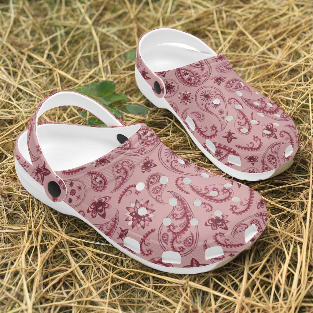 Pink and Burgundy Paisley Print Classic Slip On Shoes - Cozy Corner