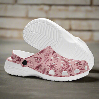 Pink and Burgundy Paisley Print Classic Slip On Shoes - Cozy Corner