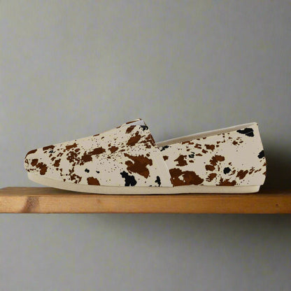 Cow Print Canvas Slip on Shoes - Cozy Corner