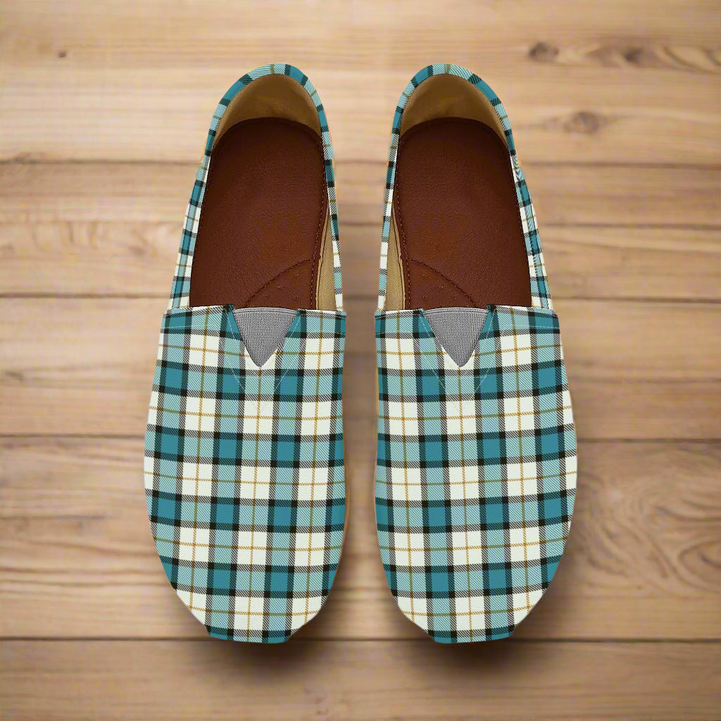 Turquoise Plaid Canvas Slip on Shoes - Cozy Corner